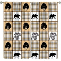 Bear Deer Curtains Country Forest Moose Stitching Vintage Farmhouse Cottage Bedroom Living Room Kitchen Curtains 52x84 Inch