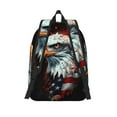 thumbnail image 2 of Lsque USA Bald Eagle Pattern Canvas Daypack, Durable Backpack, High-quality Versatile Backpack,Vintage Compact Backpack-Medium, 2 of 6