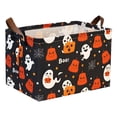 thumbnail image 1 of Home Textile Storage, Storage Case - Dienrx Halloween Storage Basket Pumpkin & Pattern Canvas Storage with Handles Rectangle Storage Organizer Cubes for Living Bedroom Home, 1 of 9