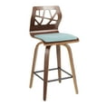 thumbnail image 2 of Folia Mid-Century Modern Counter Stool Set of 2 - Walnut Wood Frame &amp; Teal Fabric, 26" Bar Height. Stylish, Padded Seat, for Kitchen Island or Home Bar., 2 of 6