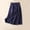 01 Navy, variant on Weiqiqre Mini Skirt Summer Linen Elastic Back Buttoned Swing Midi A Line Skirt