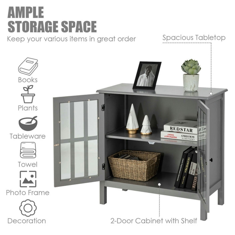 Finihen Kitchen Storage Cabinet, Buffet Sideboard, Glass Door Sideboard Console Storage Buffet Cabinet, for Dining Room, Kitchen, Living Room, Gray Finihen Kitchen Storage Cabinet, Buffet Sideboard, Glass Door Sideboard Console Storage Buffet Cabinet, for Dining Room, Kitchen, Living Room, Gray