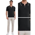thumbnail image 4 of DARING DIVA Men's Formal Short Sleeved Zipper Slim Fit Classic Polo Shirts S Black, 4 of 5