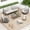 4PCS 3-Seat Sofa+Swivel Chairs-Gray, variant on HAPPATIO 4-Pc Aluminum Patio Sofa Set, Outdoor Conversation set, Loveseat, Single Sofa x2, Coffee Table, Rope Design Backrest, for Yard, Deck, Porch
