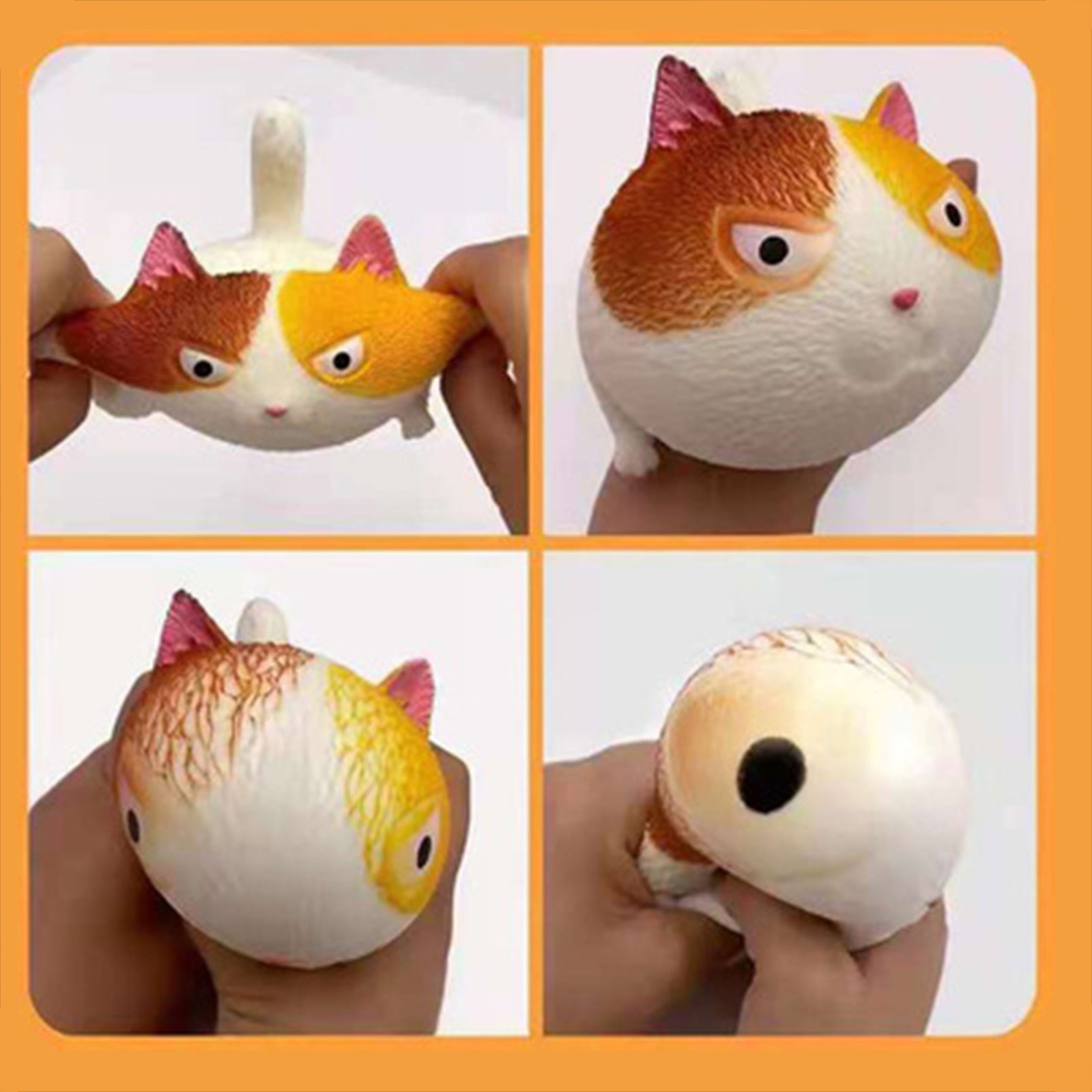 Vacemry Stress Relief SqueezingToy, Soft Hand Grip Ball for Anxiety Fidget Sensory Therapy, Angry Cat Squeeze for Office Desk Home Car Travel, Cute Novelty Decompression Gift for AdultsKids
