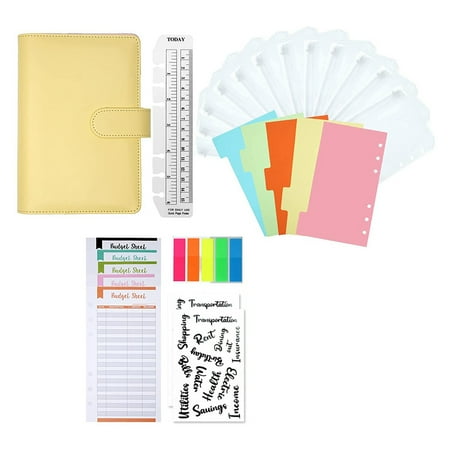 

34 Pieces A6 Ring Notebook Budget Planner 6 Holes Budget with Pockets Budget Sheets (Yellow)