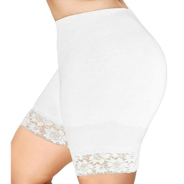 BJYX Shorts With Lace Trim Under Skirt Pants Women Short Leggings High  Waist Solid Soft Stretch Seamless Bottoming Under Shorts 