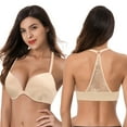 thumbnail image 6 of Curve Muse Womens Push Up Add 1 and a half Cup Underwire Halter Front Close Bras -2PK-GREY,NUDE-36D, 6 of 7
