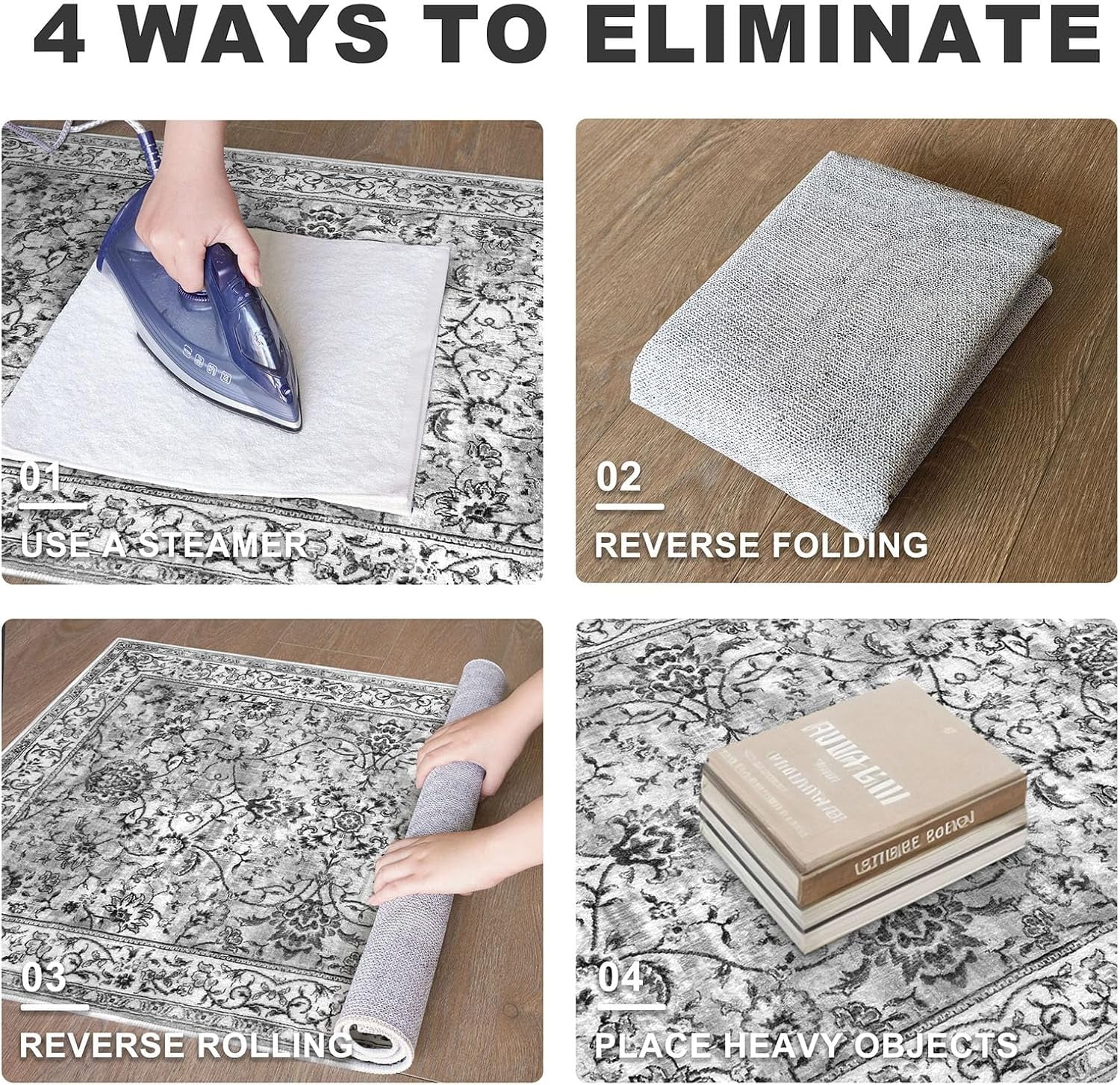 iOhouze Runner Rugs for Hallway 2x5 Rug Runner Thin Vintage Floral Rug Washable Runners Non-Slip Soft Low Pile Kitchen Runner Rug for Laundry Room Bedroom, Light Gray White