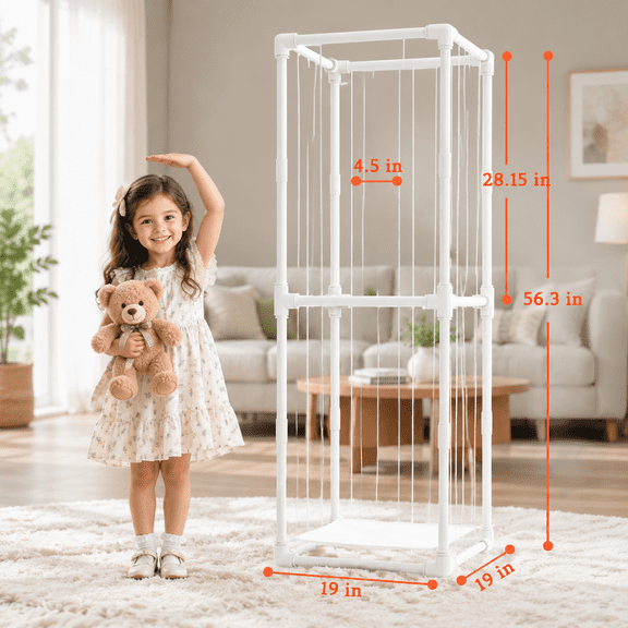 Extra Large Stuffed Animal Storage Organizer Tower with Pre-Threaded Bungee