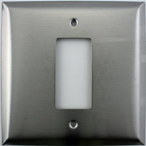 Oversized Jumbo Satin Stainless Steel 2 Gang Wall Plate 1 GFI/Rocker