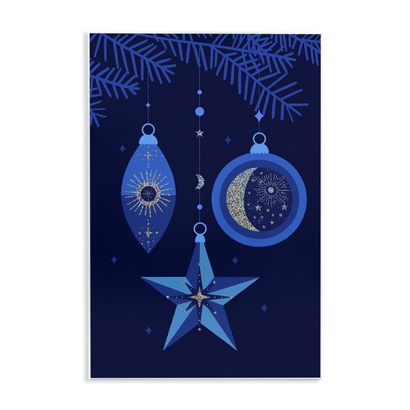 Stupell Industries Blue Holiday Ornaments Holiday Painting Unframed Art Print Wall Art, 10 x 15