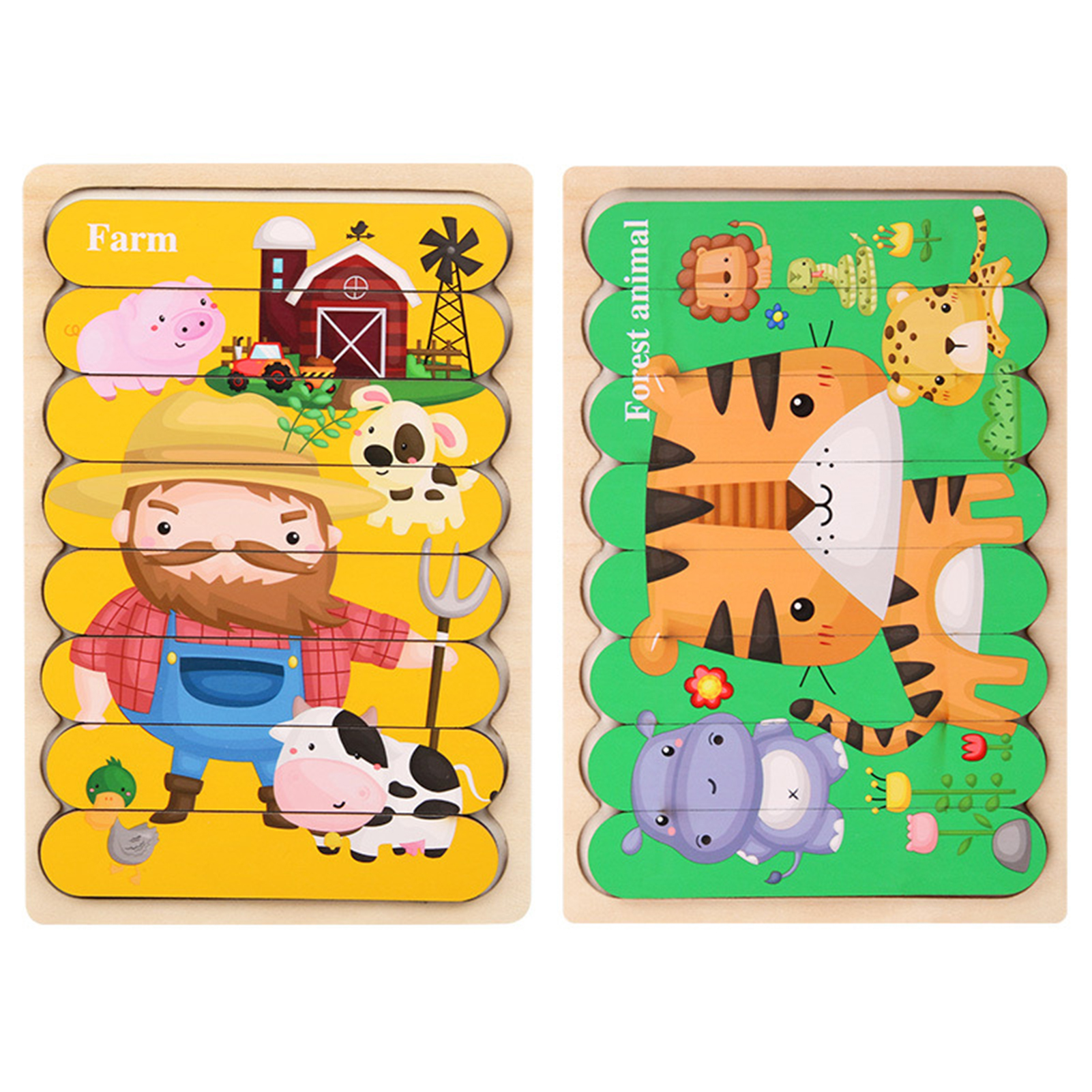 HEVIRGO Puzzles Toys Cartoon Design Universal Wooden Young Children
