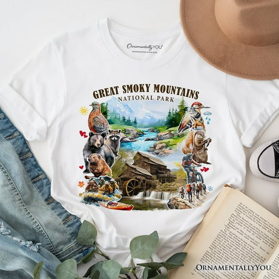 Unique Great Smoky Mountains Handcrafted Nature T-Shirt, Tennessee and North Carolina National Park Tee