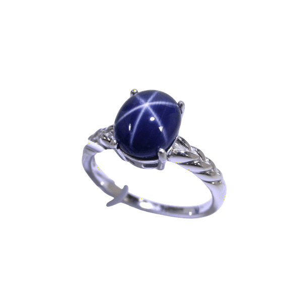 thejewelryart Natural Blue Star Sapphire Ring Sterling Silver Jewelry Stunning Oval-Cut Gem Perfect for Engagements, Anniversaries Silver 3