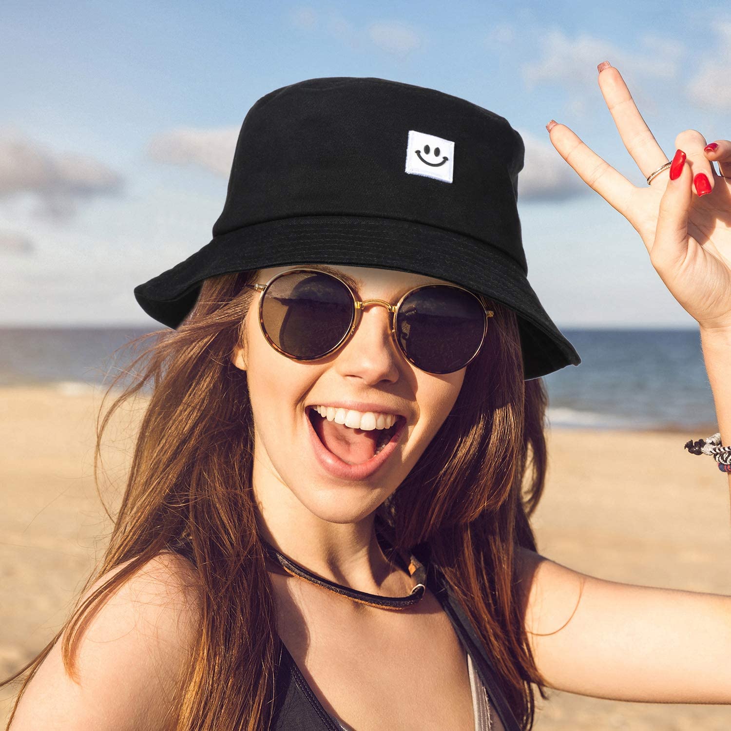 Smiling Face Bucket Hat Cute Bucket Cap 