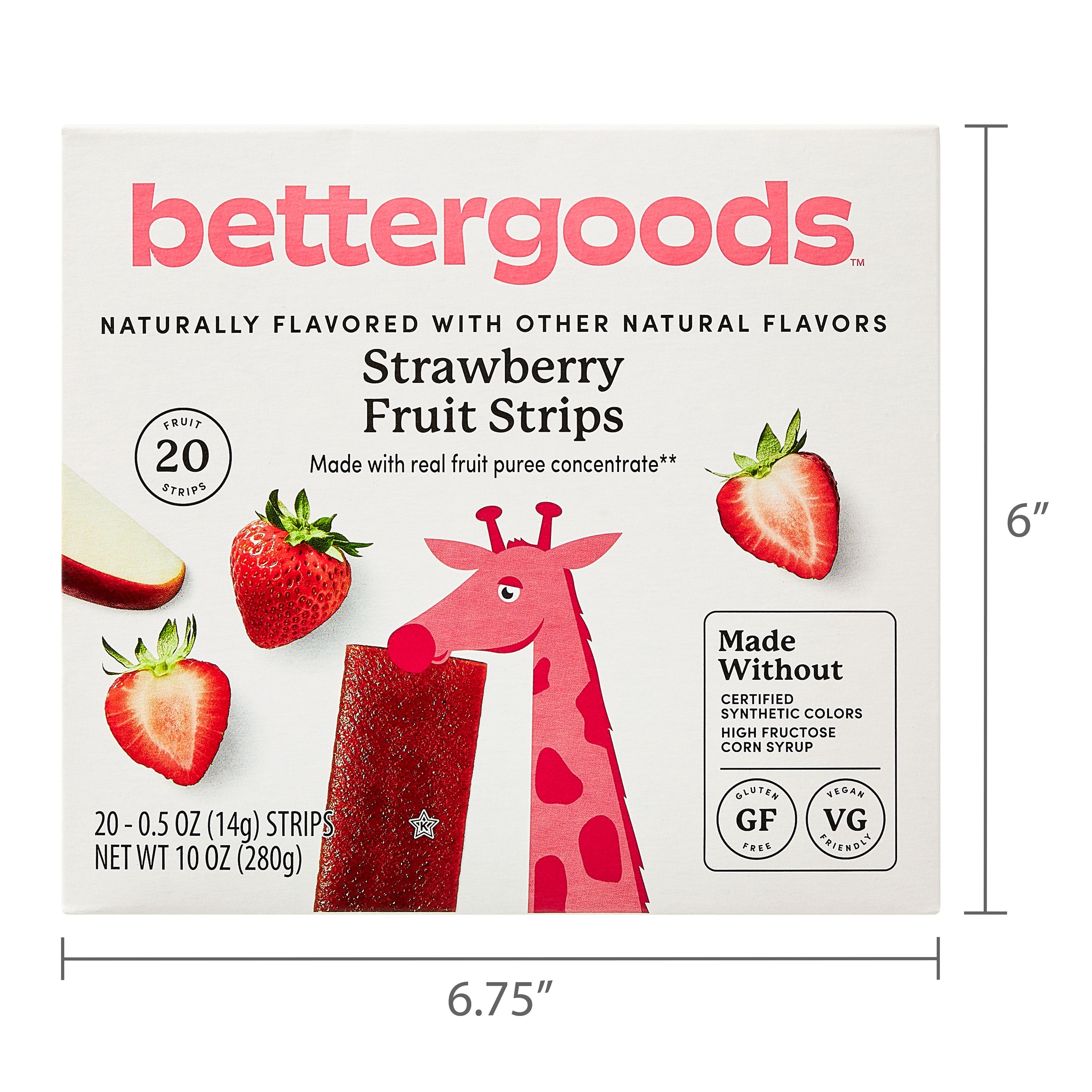 (10 pack) bettergoods Strawberry Fruit Strips, 10 oz, 20 Count