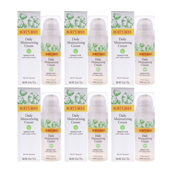 Crème Hydratante Quotidienne Sensitive par Burt's Bees pour Unisexe - Crème 1,8 oz - Lot de 6