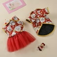 thumbnail image 4 of ZDWQFA Dog Christmas Dress Pet New Year Clothes Cat Winter Red Skirt for Dogs, 4 of 7