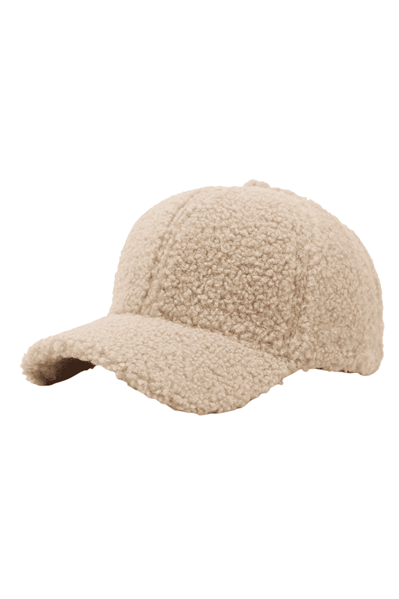Winter Baseball Cap for Women Lamb Wool Solid Color Warm Baseball Hat Retro Curved Sun Hat for Outdoor Travel