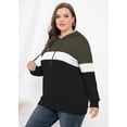 thumbnail image 7 of JuneFish Women's Plus Size Long Sleeve Sweatshirts Color Block Hoodies Pullover with Pocket, 7 of 7