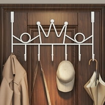 Metal Over The Door Hanger Hook Rack | 6 U-Shape Hooks for Coats & Bags | White Steel Door Organizer for Bedroom & Kitchen | 16.14x8.66 Inches