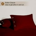 thumbnail image 2 of Duvet Cover 3 Piece Set, Oversized King Plus Size Luxury Soft Comforter Cover Set with Button Closure, 100% Egyptian Cotton & 600 Thread Count Hotel Quality - Burgundy Solid Quilt Cover Set., 2 of 4