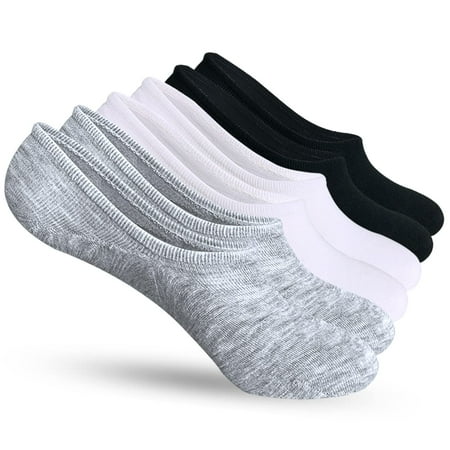 

AKOENY No Show Socks Womens Low Cut Ankle Footies Slip On Flats Booties Sneaker Liner Black/White/Grey Size 6-9 6 Pairs