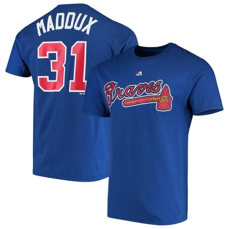 Greg Maddux Jersey Greg Maddux Atlanta Braves Majestic Cooperstown Collection Official Name & Number T-Shirt - Royal ()