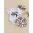 thumbnail image 2 of Coduop Baby Girls Outfit Set,Short Sleeve Romper with Baseball Print Shorts and Hairband 3Pcs Set, 2 of 9