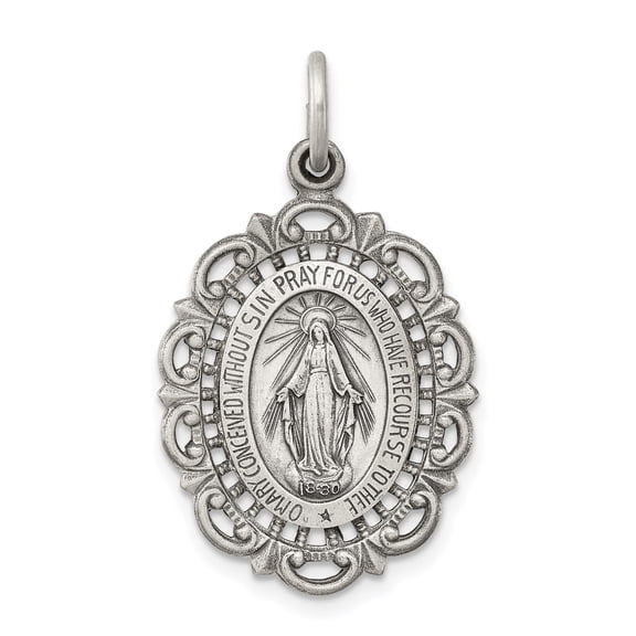 Sterling Silver Miraculous Medal Pendant Necklace for Women, Virgin Mary Catholic Devotional Religious Jewelry, Faith Protection Daily Wear