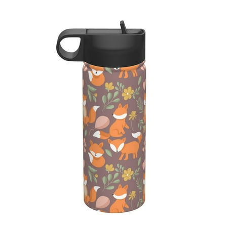 

Goofa Cute Little Fox for Insulated Kettle 18oz Water Bottle Insulated Tumbler with Handle & Flip Straw - Fits in Cup Holder Leak Resistant Tumbler