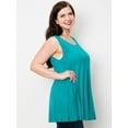 thumbnail image 4 of Made by Johnny Women's Solid Sleeveless Tunic for Leggings Swing Flare Tank Tops S-5XL Plus Size XXXXXL JADE, 4 of 6