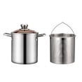 thumbnail image 1 of Mosiee Casserole à Friteuse Profonde en Acier Inoxydable Casserole Chauffe-Lait Casserole de Cuisson Portable Panier de Friture Marmite à Soupe pour la Cuisine Cuisson au Four Poulet Frit, 1 of 9