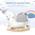 thumbnail image 3 of Qaba Rocking Horse,Kids Ride On Horse Swan Rocker with Sound,Plush Seat,Wooden Base,Safety Belt,For Toddlers 18-36 Months,White,White Plush Toys Kids Bikes Riding Toys, 3 of 8
