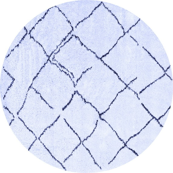 Ahgly Company Machine Washable Indoor Round Solid Blue Modern Area Rugs, 5' Round
