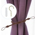 thumbnail image 6 of Uxcell Curtain Tiebacks Ropes, 2 Pack Braided Curtain Tie Backs with Screw Hooks & Bolts, Dark Brown, 6 of 6
