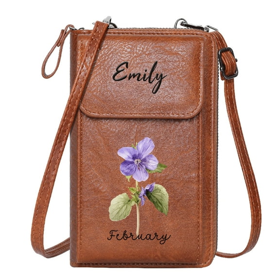 Personalized Crossbody Bags with Name and Flower,Thanksgiving Day Gifts for Parent from Son/Doughter,Birthday Gift for Grandpa and Holiday Gift for Women