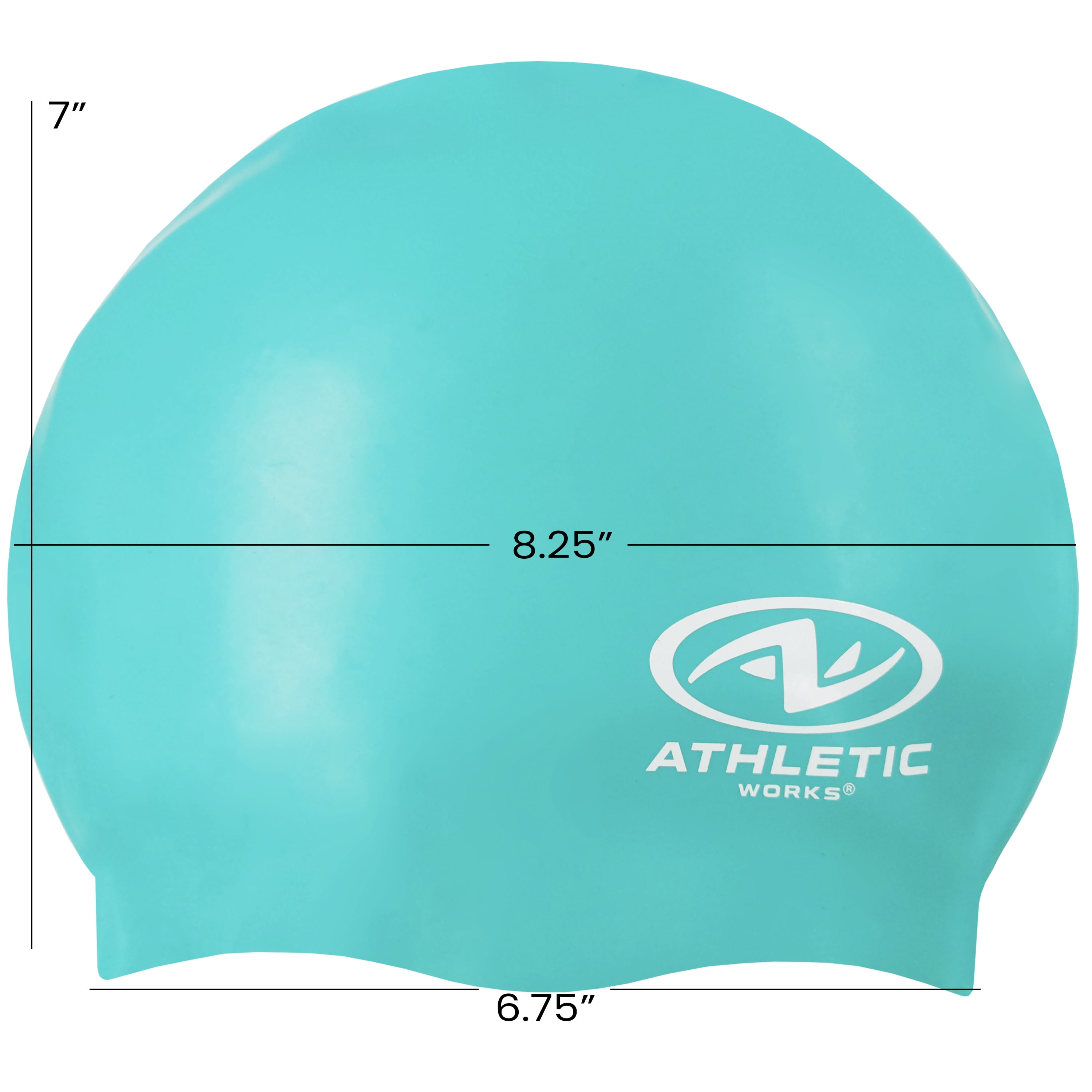(2 pack) Athletic Works Junior Size Teal Silicone Swim Cap, Unisex, 8.25" x 7", 40g