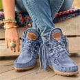 thumbnail image 2 of CAROOTU Nouvelles Bottines Rétro en Daim pour Femmes Chaussures de Luxe Mates avec Frange, 2 of 6