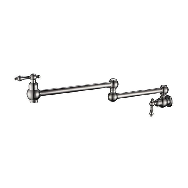 Wall Mounted Dual Shut Off Valve Pot Filler Faucet With 22" Double-Jointed Swinging Spout Lever Handles ,Easy to Install