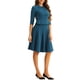 thumbnail image 4 of Conjuntos de traje de falda inspiradores y elegantes para mujeres, 2 piezas, oficina, chaqueta de blazer de 3/4 de manga, faldas plisadas, azul lago, 4 of 6