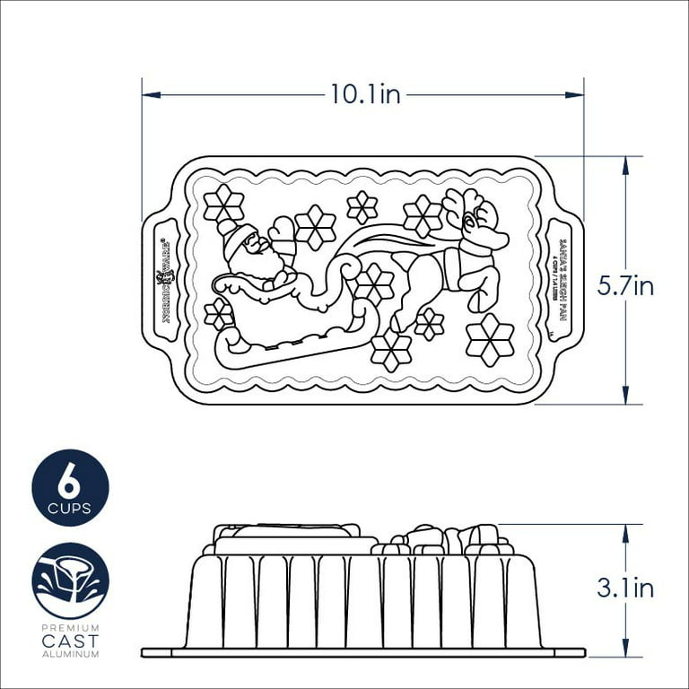  Nordic Ware NW 90848 Santa's Sleigh Loaf Pan Baking Tin  Aluminium Grey: Home & Kitchen
