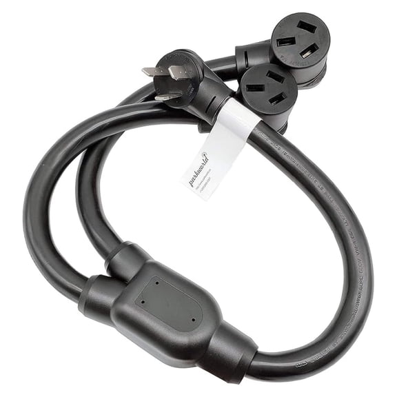 61056 NEMA 10-50 Range Splitter Cord, 6 Gauge 240V Splitter Industrial Male Plug 10-50P to (2) 10-50R Female connectors, 6 AWG, 3 feet
