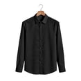 thumbnail image 5 of Deago Men's Dress Shirts Solid Long Sleeve Stretch Wrinkle-Free Wedding Formal Shirt Business Casual Button Down Shirts (Black, S), 5 of 8