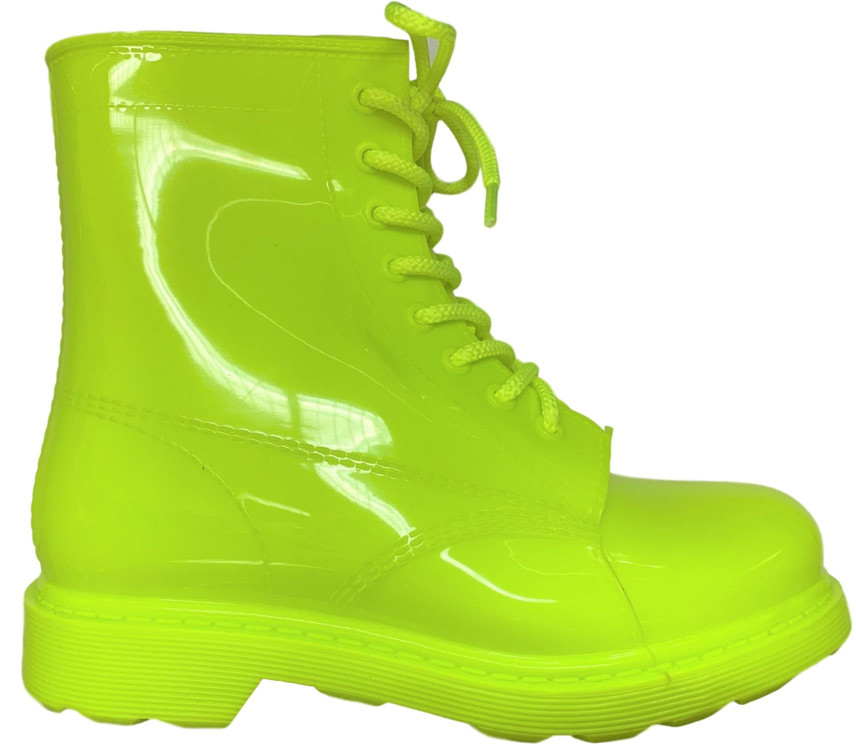 neon green rain boots
