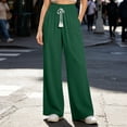 thumbnail image 2 of Drses‌‌ Women's High Waist Smocked Drawstring Tie Knot Linen Palazzo Pants, Lightweight Flowy Loose Wide Leg Casual Lounge Trousers with Pockets, 2 of 6
