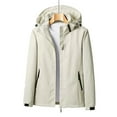 thumbnail image 4 of Oksale Plus Size Rain Jackets for Women Casual Zip Up Raincoats with Pockets Loose Long Sleeve Jackets Solid Color Windbreaker Outdoor Layer Rain Coats 2025 Tops Beige M, 4 of 5