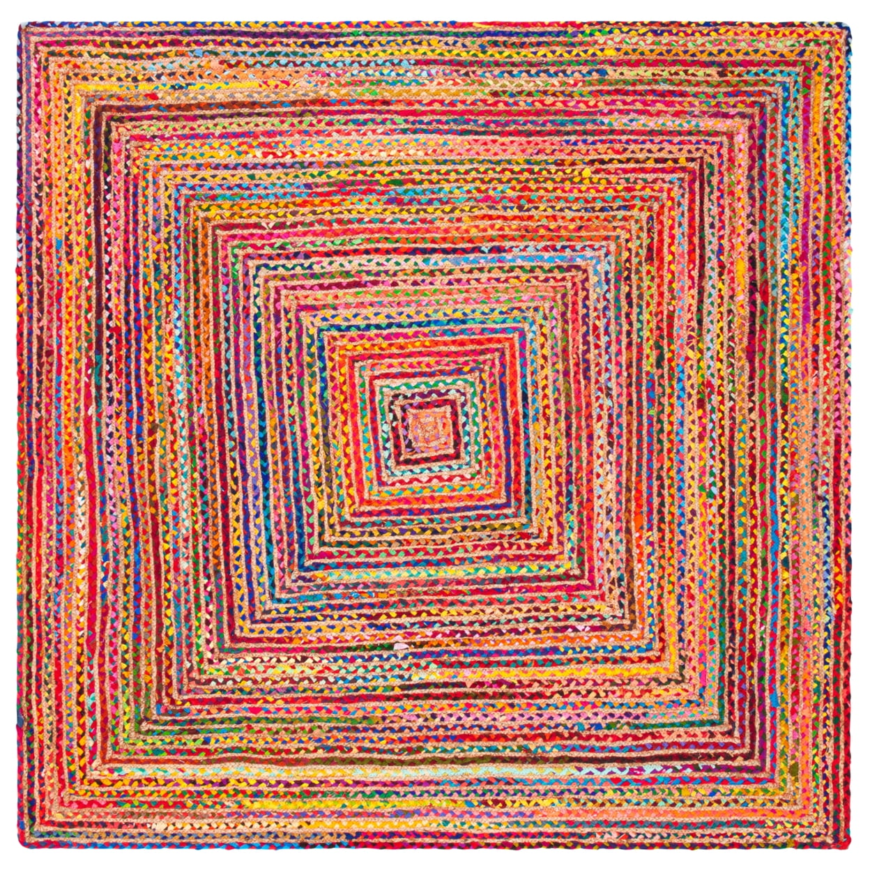 SAFAVIEH Cape Cod Miah Geometric Area Rug, Red/Multi, 10' x 10' Round