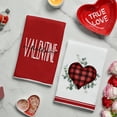 thumbnail image 4 of Sm:)e Valentine's Day Kitchen Dish Towels, 18x26 Inch, Set of 4, Buffalo Plaid Love Hearts Forever, 4 of 6